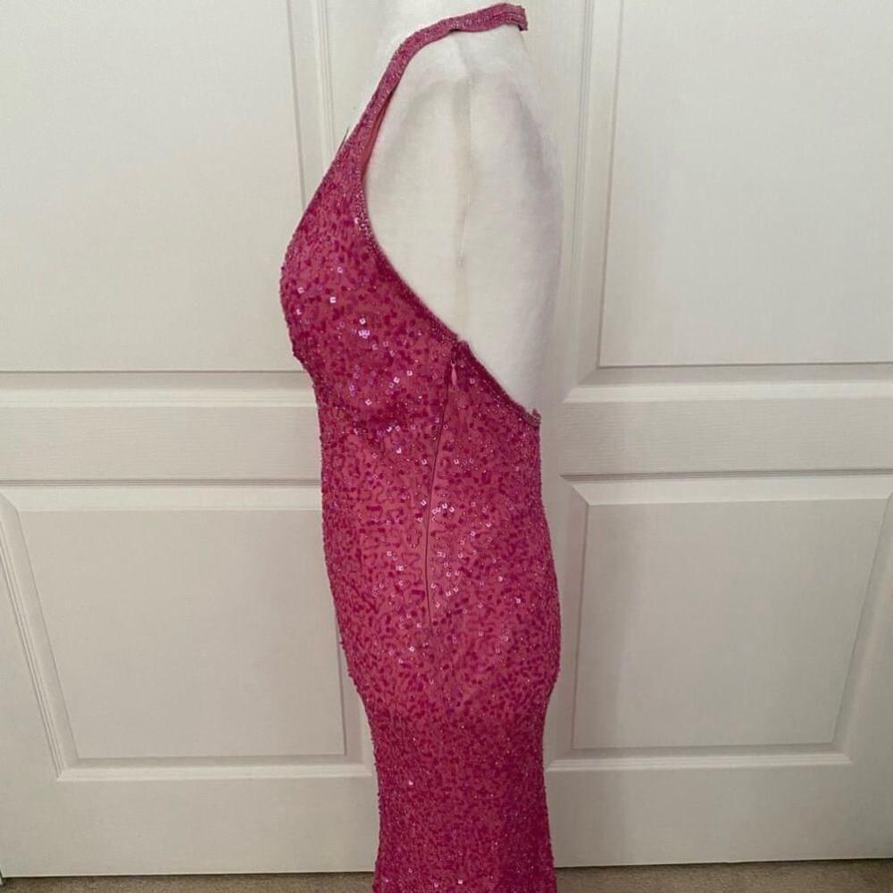 Adrianna Papell Hot Pink Sequin Halter Mermaid Dress – Formal/Cocktail - Picture 9 of 10
